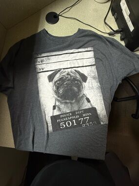 Chemistry Gray Pug Mugshot Graphic Tee